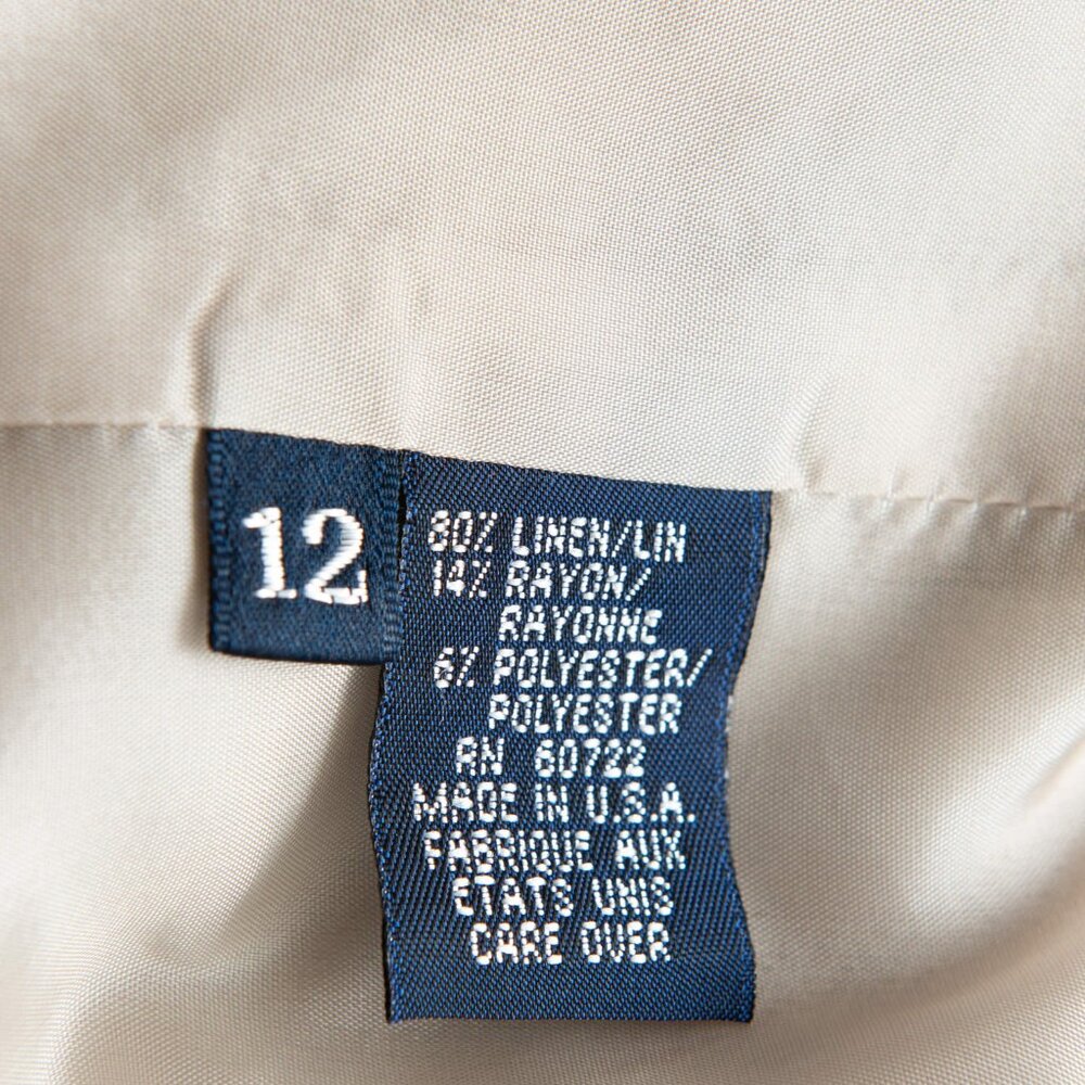 Burberry London Vintage 80s Blazer Linen Blend Gold Metallic Size 12 - Picture 4 of 8
